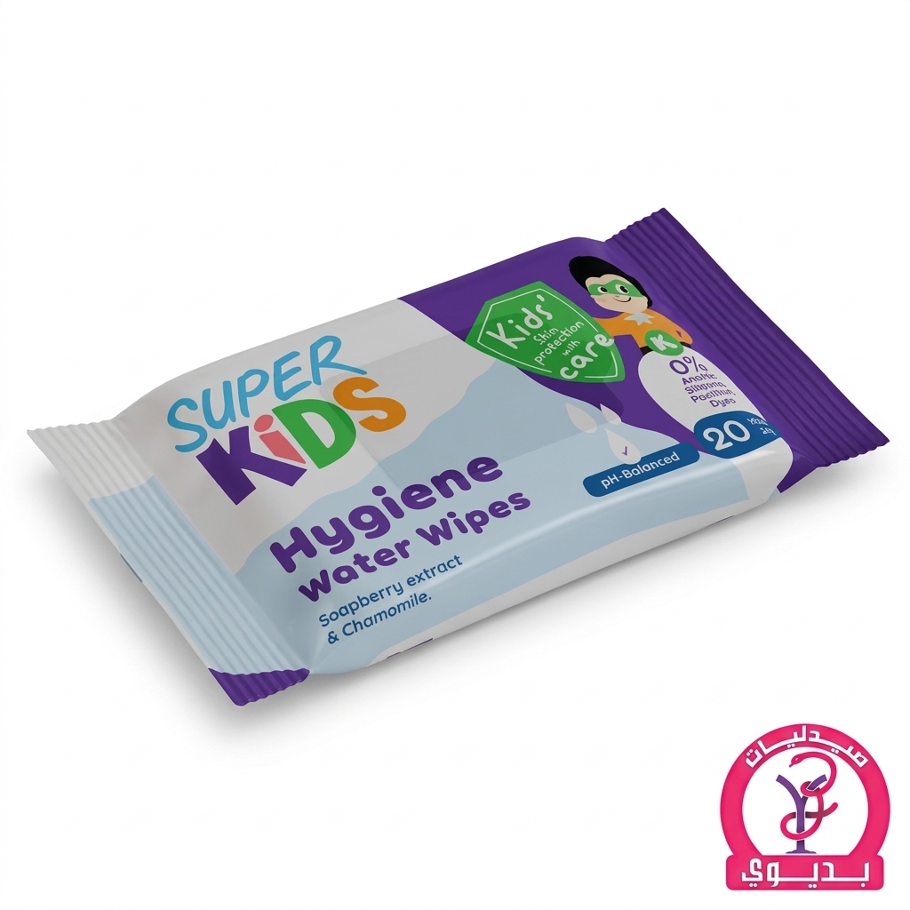 SUPER KIDS HYGIENE WATER 20 WIPES