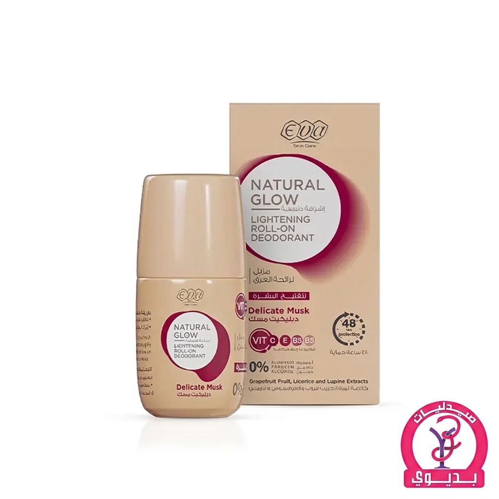 EVA NATURAL GLOW LIGHTENING ROLL-ON DEODORANT DELICATE MUSK 60GM