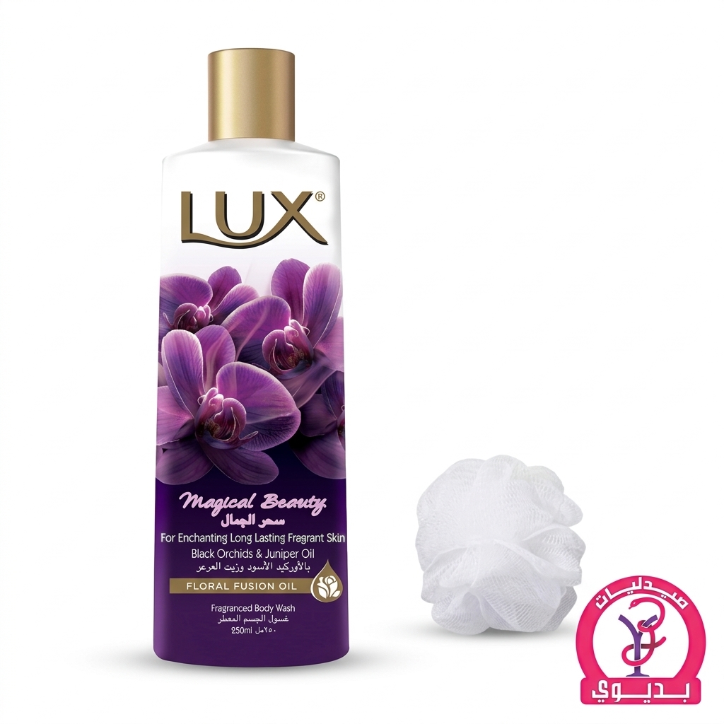 LUX BODY WASH MAGICAL ORCHID WITH LOOFAH OFFER 500ML