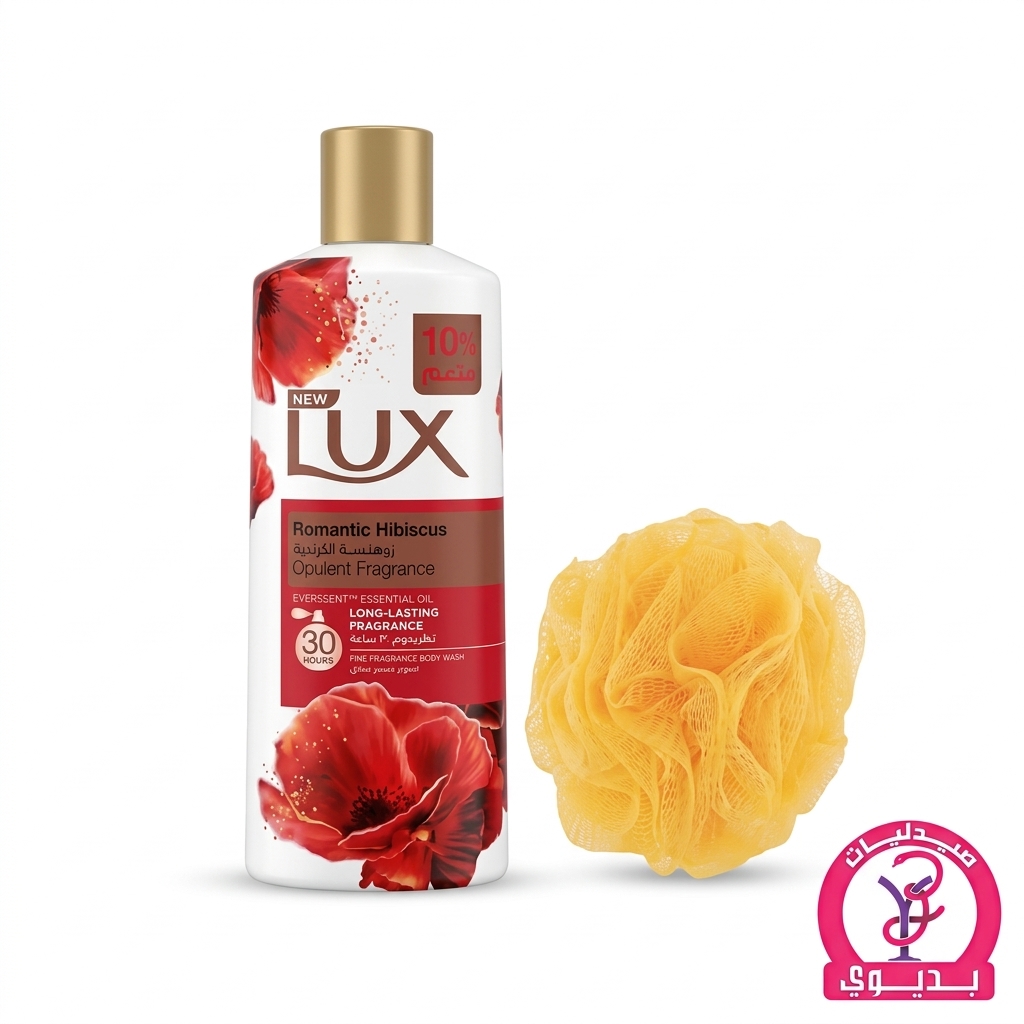 LUX BODY WASH ROMANTIC HIBISCUS WITH LOOFAH OFFER 500ML