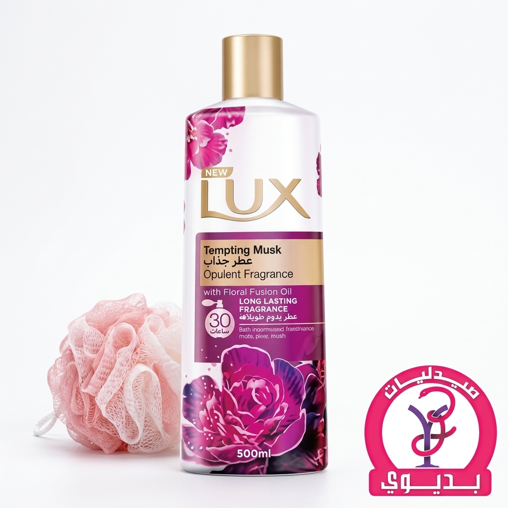 LUX BODY WASH TEMPTING MUSK WITH LOOFAH OFFER 500ML