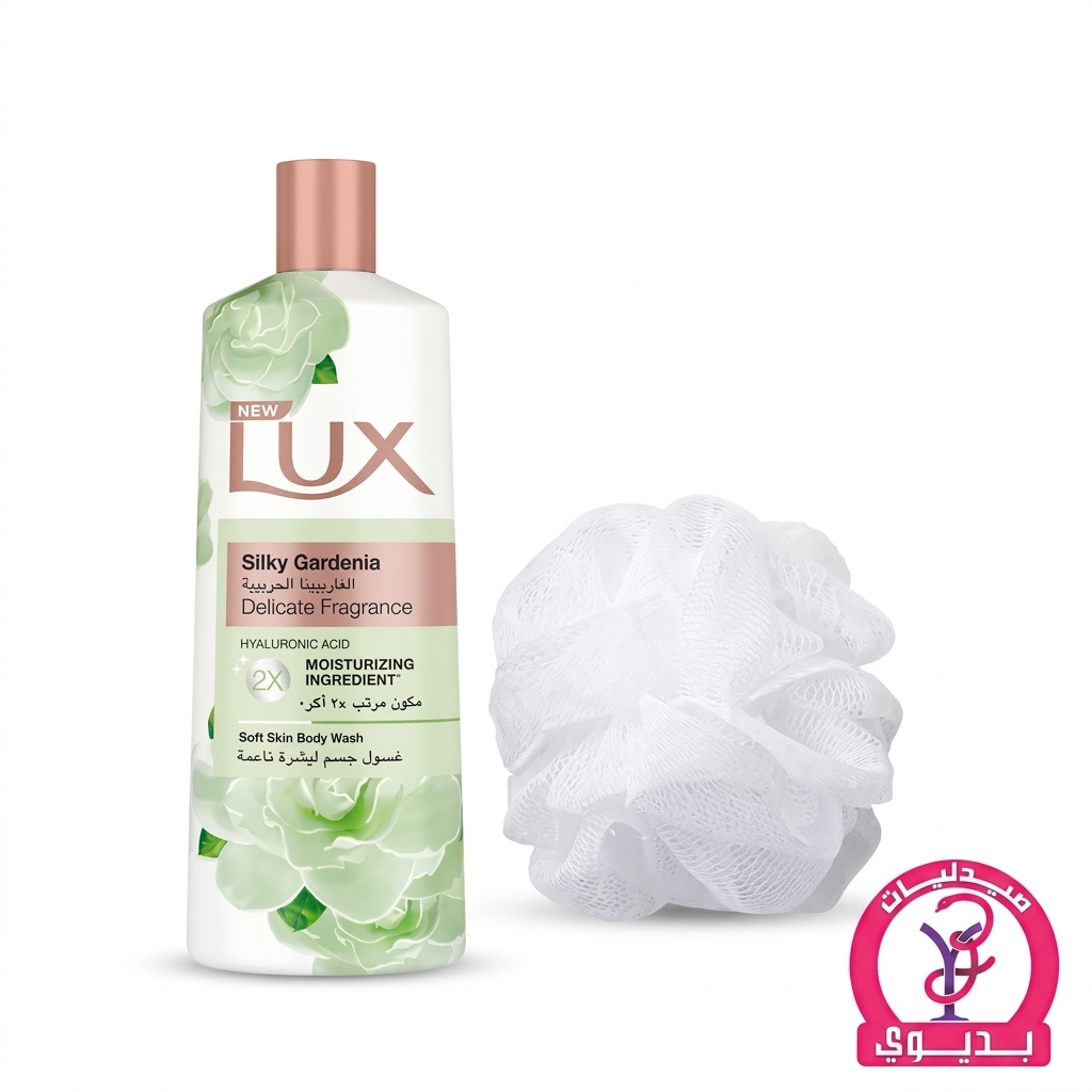 LUX BODY WASH SILKY GARDENIA  WITH LOOFAH OFFER 500ML