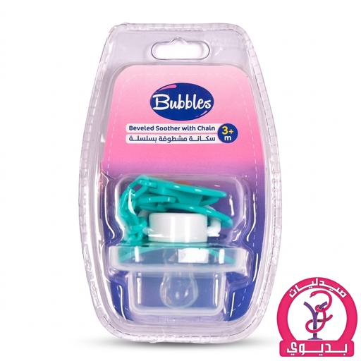 BUBBLES BEVELED SOOTHER WITH CHAIN
